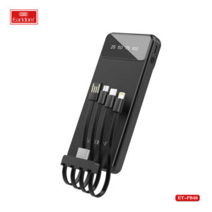 10000mAh 4-in-1 Portable Power Bank with Built-in Cables