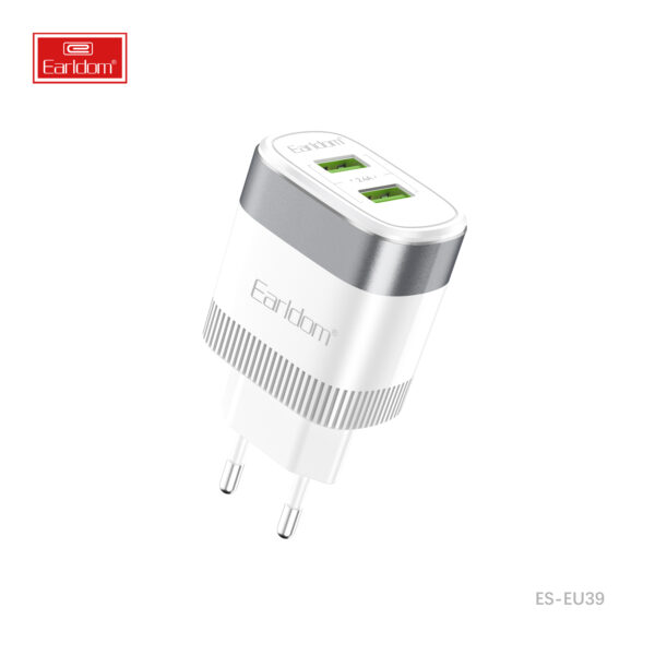 Dual USB Wall Charger (5V/2.4A × 2) | Safe, Travel EU Plug Adapter
