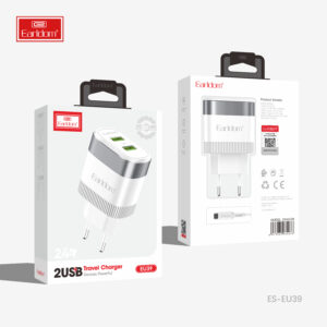 Dual USB Wall Charger (5V/2.4A × 2) | Safe, Travel EU Plug Adapter