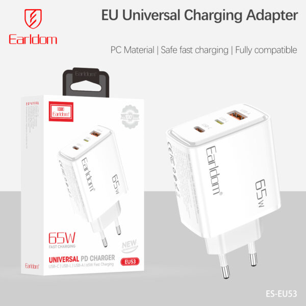 65W Multi‑Port Wall Charger PD Fast Charging with USB‑C, Lightning - Image 3