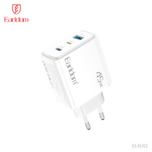 45W Multi‑Port EU Wall Charger with USB‑C & Lightning –ES‑EU52