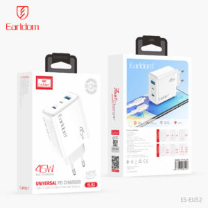 45W Multi‑Port EU Wall Charger with USB‑C & Lightning –ES‑EU52