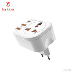 EU Power Socket Fast Charger (AC110‑240V) with 2 USB+ 1 USB‑C