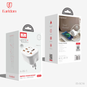 EU Power Socket Fast Charger (AC110‑240V) with 2 USB+ 1 USB‑C
