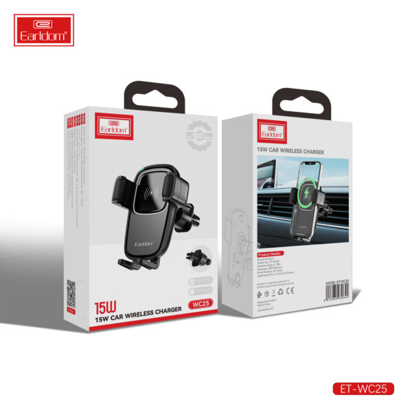 3‑in‑1 Fast Wireless Charger for Air Vent Mount (15W) | Earldom - Image 2