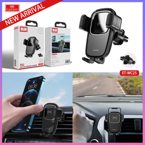 3‑in‑1 Fast Wireless Charger for Air Vent Mount (15W) | Earldom - Image 3